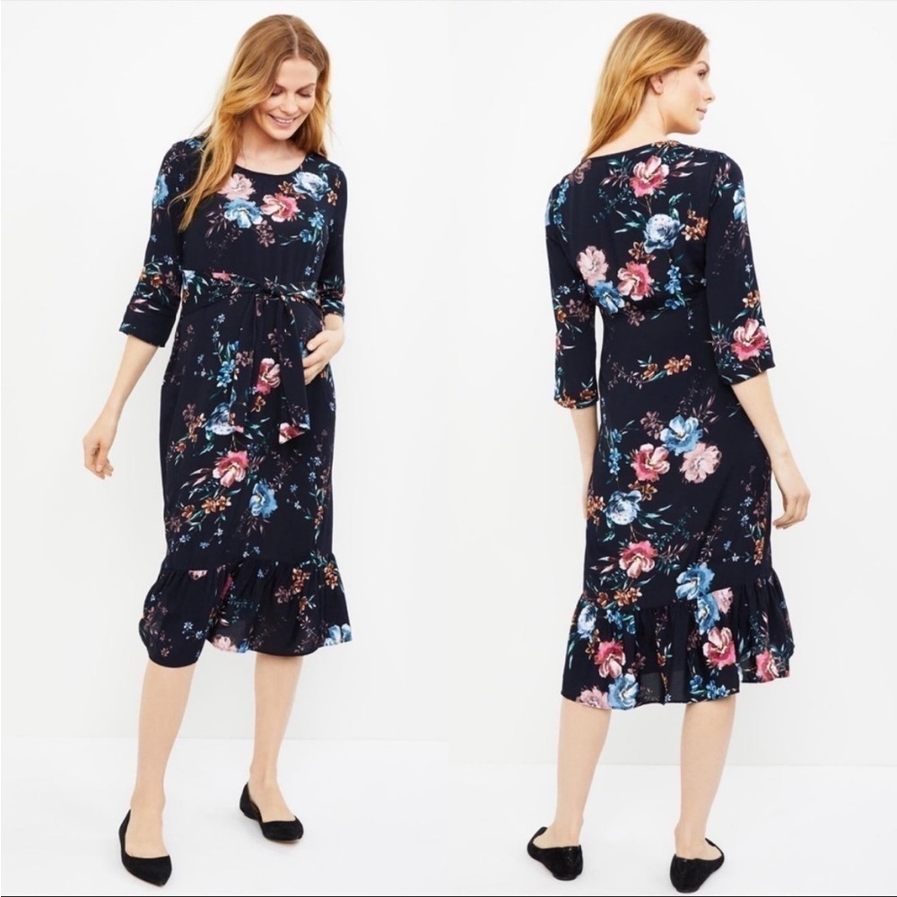 ISABELLA OLIVER GIGI MATERNITY
DRESS Midi Crew Neck Floral